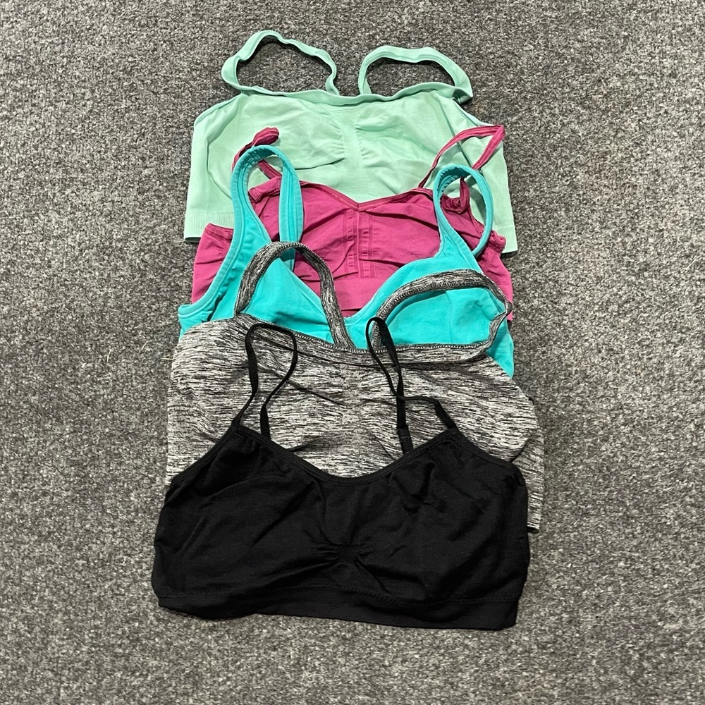 Bundle Girl's Colorful Sports Bras Set Sz M/L